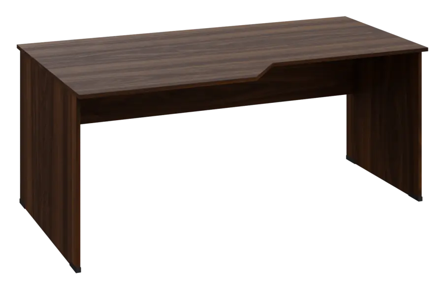 EZL 18 - 188 stůl kancelářský, rohový, levý, dřevěná podnož, deska 18 mm, široký 1800 mm, ořech královský